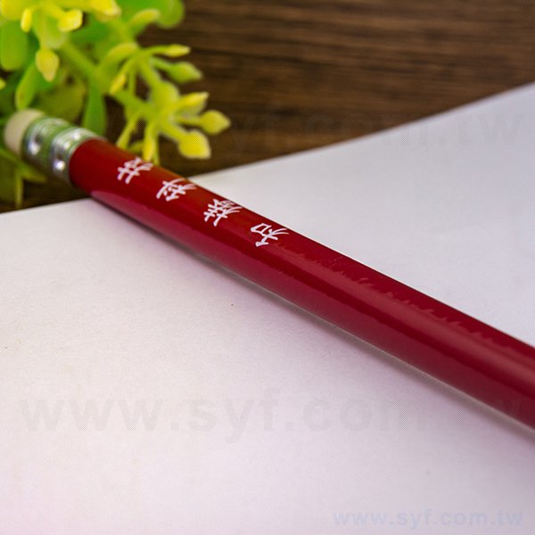 鉛筆-紅色印刷原木環保禮品-橡皮擦頭廣告筆-工廠客製化印刷贈品筆-8556-6